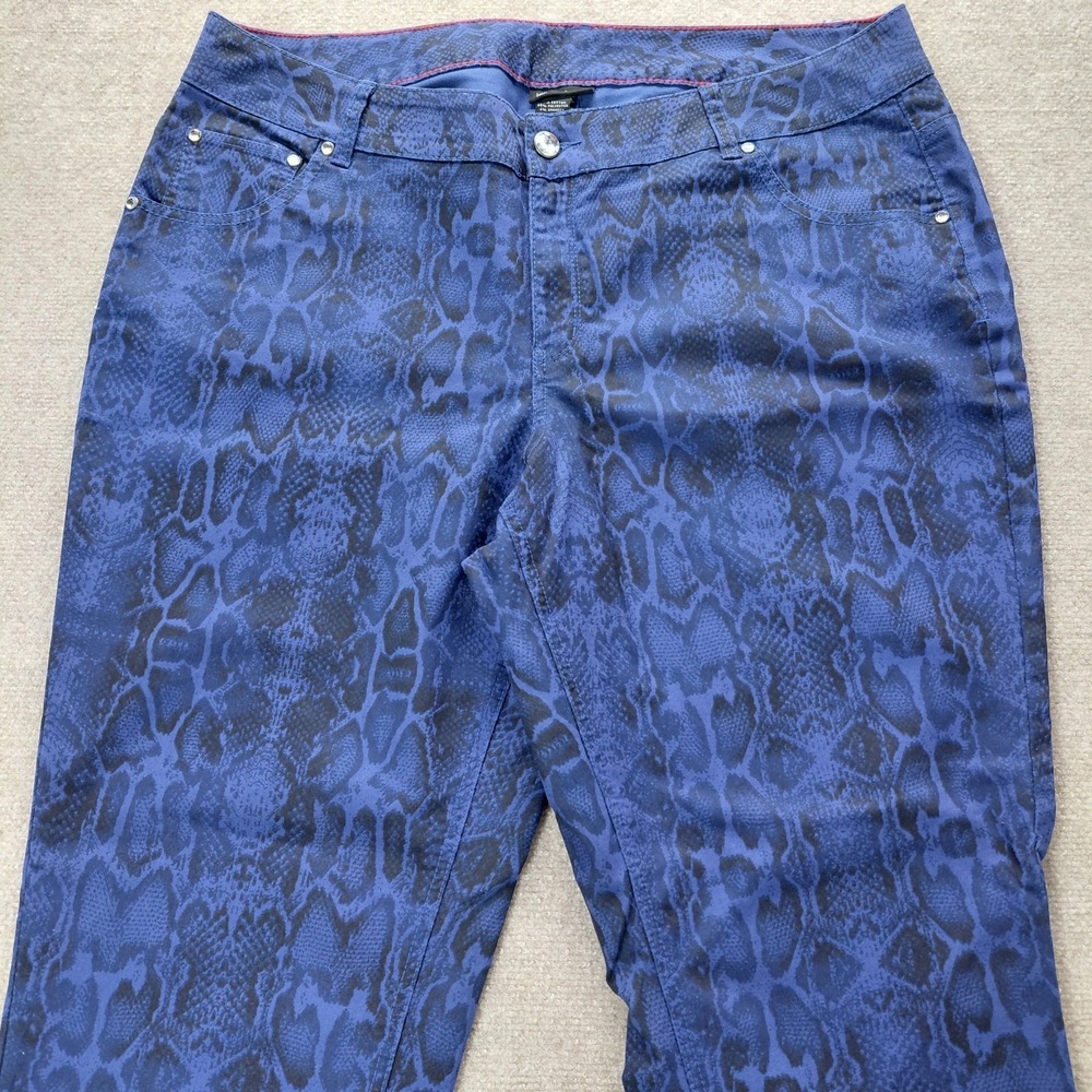Lane Bryant Size 22 Skinny Jeans Snake Print Purple Black Stretch Pants 42x29.5 - Picture 5 of 12